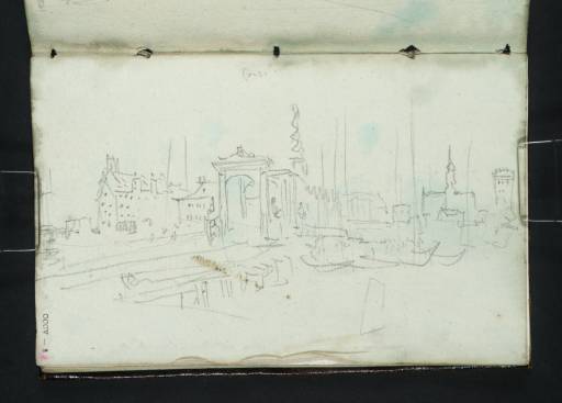 Joseph Mallord William Turner, ‘Copenhagen: View from the Christian IV Bridge with the Knippelsbro, Exchange, Christiansborg Palace, Holmens Church and St Nicholas' Tower’ 1835