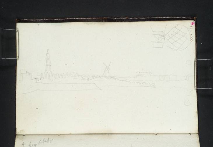 Joseph Mallord William Turner, ‘Hamburg: View across the Aussenalster from the Alsterglacis to the Georgkirche, Windmill and Lombardsbrücke; ?Copenhagen: The Apse of the Church of Our Lady’ 1835