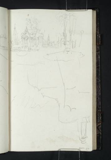 Joseph Mallord William Turner, ‘Schloss Weesenstein: Carriage Sketch; Dresden: View from the Gardens on the Upper Level of the Zwinger close to the Outer Side of the Wall Pavilion, Looking towards the Bridge, Hofkircke, Wall Pavilion and Schloss’ 1835