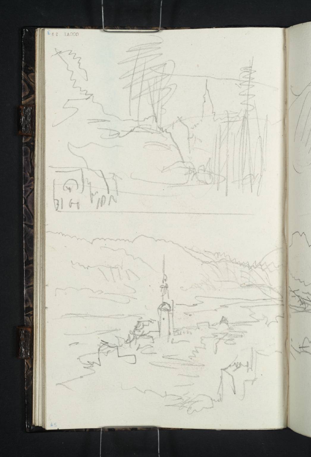 Carriage Sketch of ?Schandau; Carriage Sketch of Schandau, Looking towards Lilienstein