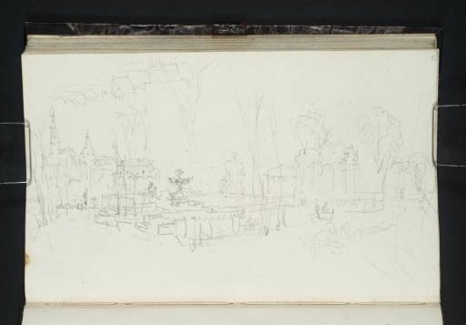 Joseph Mallord William Turner, ‘Dresden: View from next to the Fountain above the Nymphenbad in the Zwinger, Looking Towards the Schloss, Frauenkirche, Crown Gate and Pavilions of the Zwinger (the Bridge Continued in the Sky)’ 1835