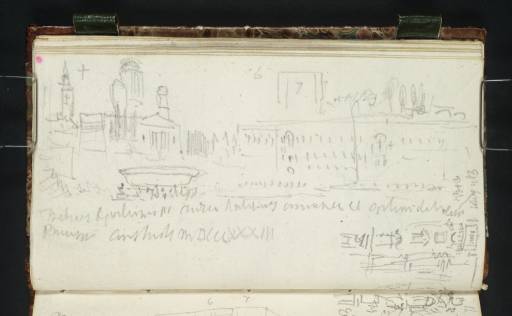 Joseph Mallord William Turner, ‘Berlin: The Lustgarten from Foot of Steps up to the Museum: Marienkirche, Domkirche, North Façade of the Schloss and Granite Basin in front of the Museum; Inscription in Front of the Museum; Three Bays of the North Façade of the Schloss’ 1835