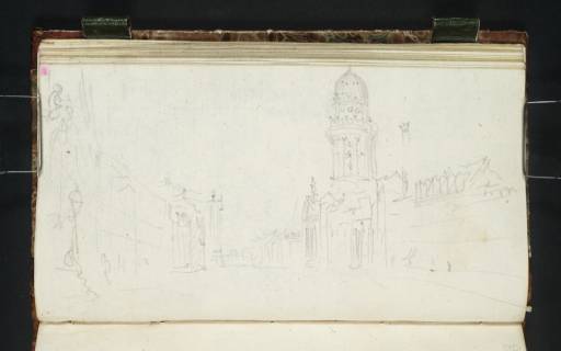 Joseph Mallord William Turner, ‘Berlin: View along Taubenstrasse with the Schauspielhaus (Left) and New Church (Right); Urn on the Church's Roof’ 1835