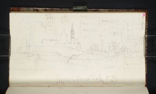 Joseph Mallord William Turner, ‘Stettin: The Castle, SS Peter and Paul and St James's Churches from the North, beyond the Fortifications; Stettin: The North Façade of the Castle’ 1835