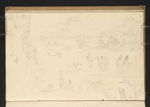 Joseph Mallord William Turner, ‘Veste Coburg and Schloss Ernsthöhe (later Hohenfels) from the West; Figures; Veste Coburg above the Itz Valley; St Moriz's Church and Schloss Ehrenburg, Coburg; Veste Coburg from Schloss Ernsthöhe’ 1840