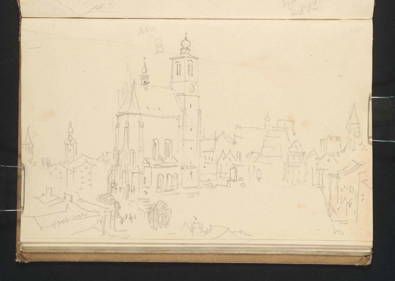 Regensburg: The Neupfarrkirche and Neupfarrplatz from the Artist’s Room at the Drei Helmen Hotel