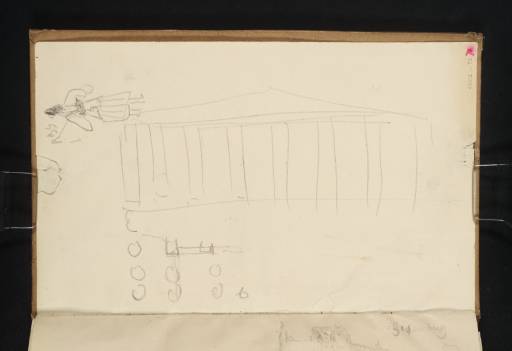 Joseph Mallord William Turner, ‘The Elevation and Ground Plan of the South Portico of the Walhalla, at Donaustauf near Regensburg; a Study of a Woman's Costume’ 1840