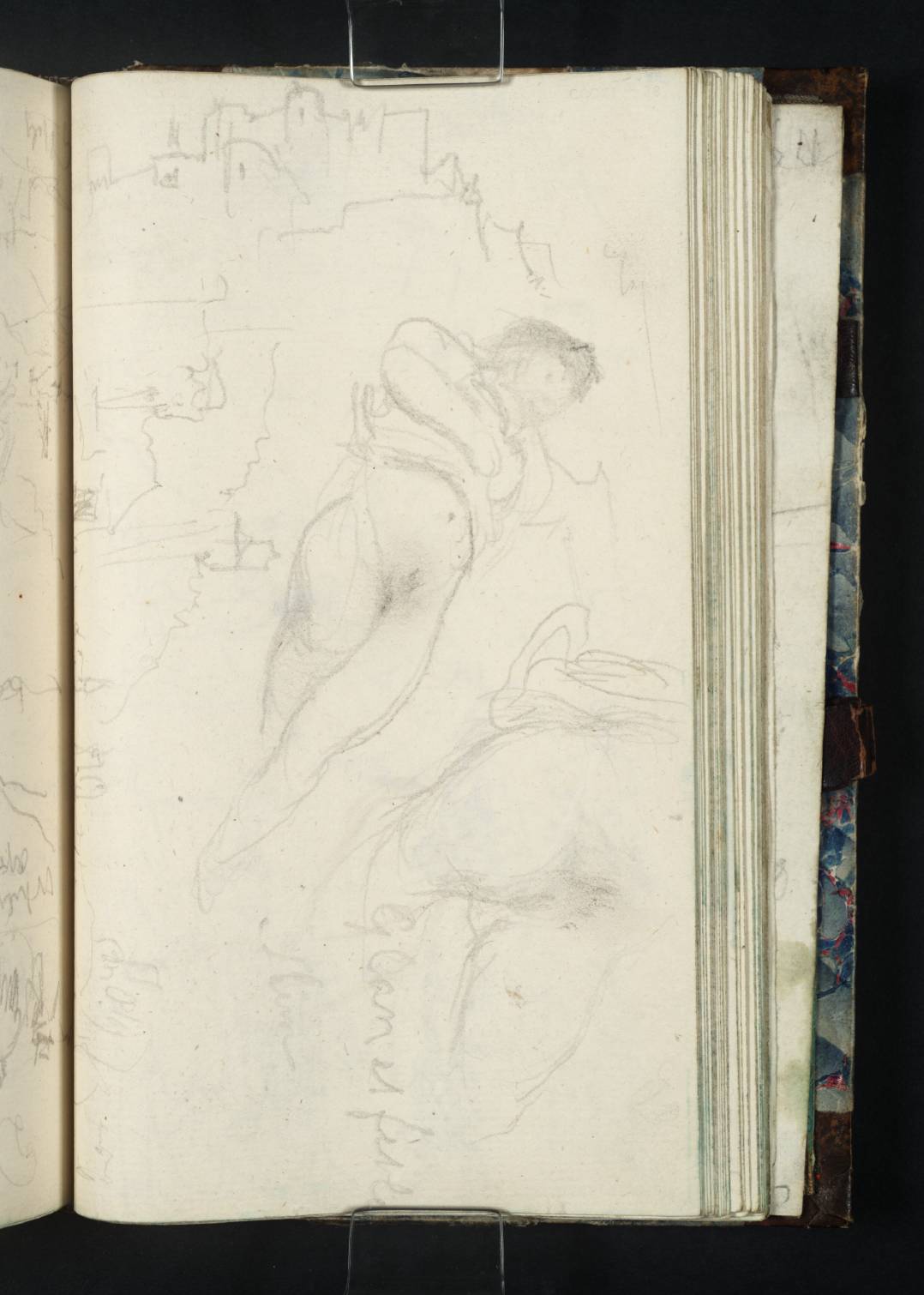 Buildings (Including Part of the Fortress at Salzburg) and Two Female Nude Studies