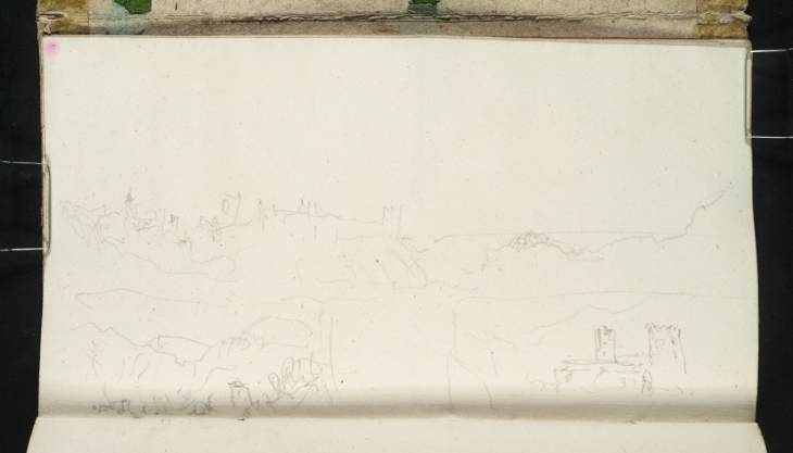 Joseph Mallord William Turner, ‘A Distant View of ?the Towers of Bassano del Grappa above the Brenta Valley; Buildings among Alpine Mountains’ 1833