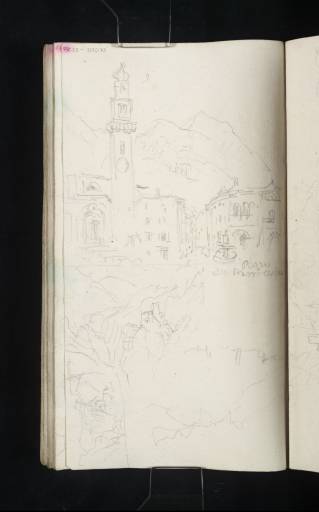 Joseph Mallord William Turner, ‘Levico Terme, with the Campanile of the Santissimo Redentore Church; Alpine Mountain Scenes with a Castle’ 1833