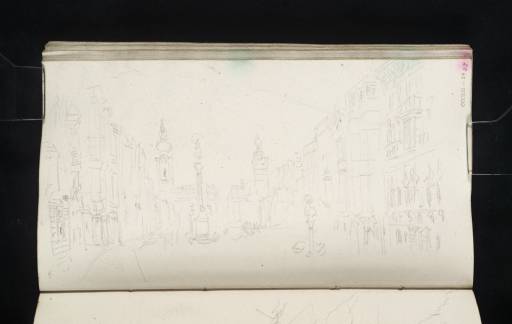 Joseph Mallord William Turner, ‘Maria-Theresien-Strasse, Innsbruck, with the Annasäule (Column of St Anne), the Spire of the Spitalskirche zum Heiligen Geist and the Stadtturm Beyond’ 1833