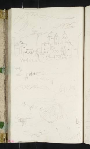 Joseph Mallord William Turner, ‘The Piazza delle Erbe, Trento, with the Cathedral and Mountains Beyond; Alpine Mountain Scenes with Distant Buildings’ 1833