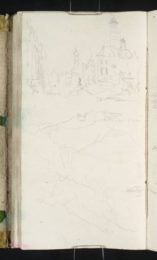 Joseph Mallord William Turner, ‘Alpine Mountain Scenes; Maximilianstrasse, Augsburg, with the Moritzkirche and the Herkulesbrunnen Fountain’ 1833