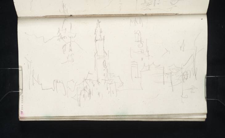 Joseph Mallord William Turner, ‘Studies of the Tower and Spire of Bolzano (Bozen) Cathedral, with the Dolomites Beyond’ 1833