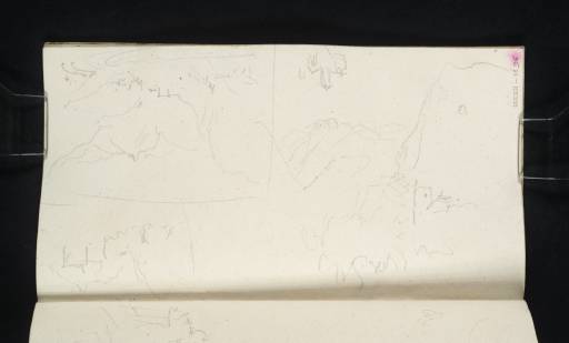 Joseph Mallord William Turner, ‘Alpine Mountain Scenes, with Scattered Buildings Including a Tower; a Study of a Church’ 1833