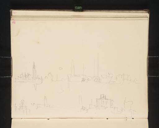 Joseph Mallord William Turner, ‘Venice from the Canale di San Marco, with the Campanili of San Giorgio Maggiore and San Marco (St Mark's), and Santa Maria della Salute in the Distance, towards Sunset; a Spire and Trees; a Building and Boats’ 1840