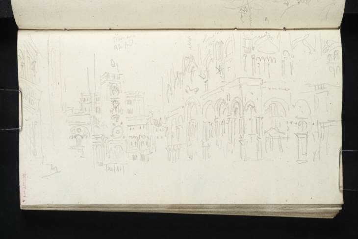 Joseph Mallord William Turner, ‘The Basilica of San Marco (St Mark's), Venice, from the Piazzetta, with the Libreria Sansoviniana and the Loggetta of the Campanile, and the Torre dell'Orologio across the Piazza’ 1833