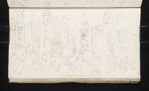 Joseph Mallord William Turner, ‘Inside the West End of the Church of Santi Giovanni e Paolo, Venice: Titian's 'St Peter Martyr' Altarpiece, Monuments and a Congregation Attending a Service’ 1833