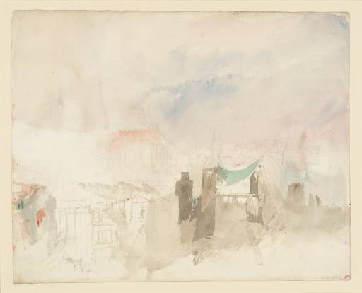 Joseph Mallord William Turner, ‘Rooftops from the Hotel Europa (Palazzo Giustinian), Venice, with the Campanile of San Marco (St Mark's) and San Giorgio Maggiore Beyond’ 1840