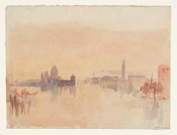 Joseph Mallord William Turner, ‘Santa Maria della Salute and the Dogana across the Bacino from the Canale della Grazia, Venice, at Evening, with the Entrance to the Grand Canal and the Campanile of San Marco (St Mark's)’ 1840