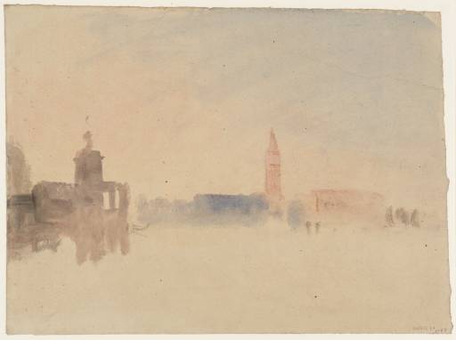 Joseph Mallord William Turner, ‘The Porch of the Dogana from the Canale della Giudecca, Venice, at Evening, with the Campanile of San Marco (St Mark's) Beyond’ 1840