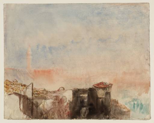 Joseph Mallord William Turner, ‘Women on a Venice Rooftop beside the Hotel Europa (Palazzo Giustinian), with the Campanile of San Marco (St Mark's) Beyond’ 1840
