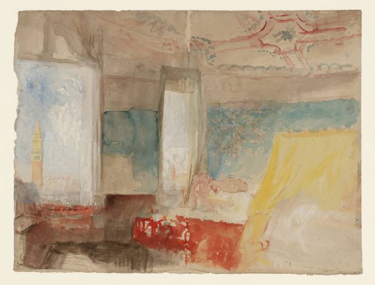 Joseph Mallord William Turner, ‘The Artist's Bedroom in the Hotel Europa (Palazzo Giustinian), Venice, with the City Beyond’ 1840