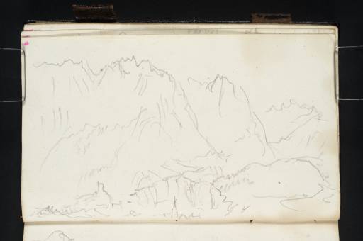 Joseph Mallord William Turner, ‘Mountains with a Tower and a Steeple Below, in the Vorarlberg Alps’ 1840