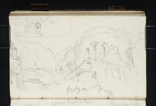 Joseph Mallord William Turner, ‘Buildings and Wayside Crosses in the Mountains near Bolzano (Bozen)’ 1840