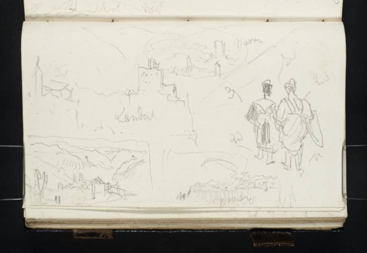 Joseph Mallord William Turner, ‘Views of Landeck, Merano (Meran), and Other Mountain Scenes; Two Women in Traditional Costume’ 1840