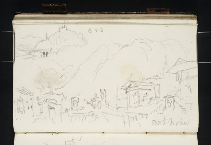 Joseph Mallord William Turner, ‘A Village and Mountains ?in the Dolomites; a Castle on a Crag’ 1840