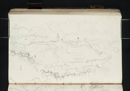 Joseph Mallord William Turner, ‘Belluno and the Dolomites from the South, beyond the Ponte Vecchio on the River Piave, towards Sunset’ 1840