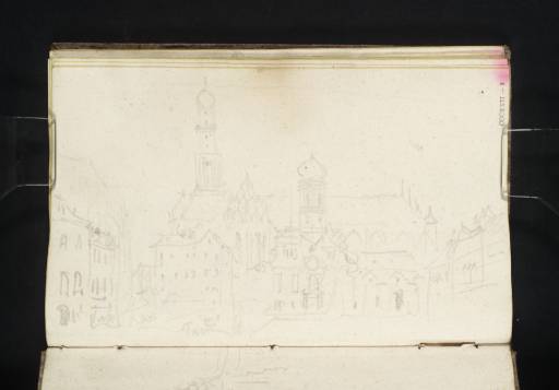 Joseph Mallord William Turner, ‘The North Side of the Catholic Church of SS. Ulrich and Afra, Augsburg, with the Evangelical Church of St Ulrich’ 1833