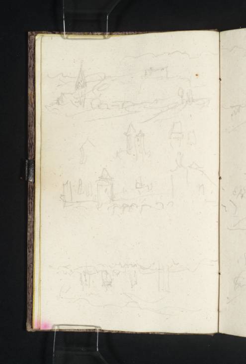 Joseph Mallord William Turner, ‘A Church Spire in a Valley; Studies of Towers; the Towers of a Town with Hills Beyond’ 1833