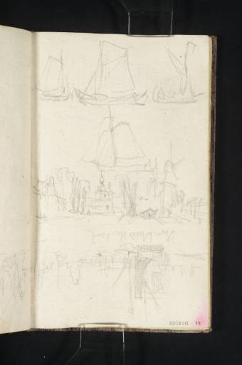 Joseph Mallord William Turner, ‘Studies of Dutch Sailing Barges; Views of Rotterdam, with the Wester Nieuwe Hoofdpoort, Windmills and St Lawrence's Church’ 1833