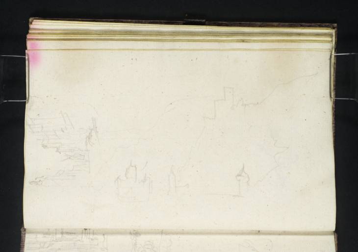 Joseph Mallord William Turner, ‘The Pfalz (Burg Pfalzgrafenstein) and Kaub on the River Rhine, below Burg Gutenfels; a Rotterdam Canal with a Windmill in the Distance’ 1833