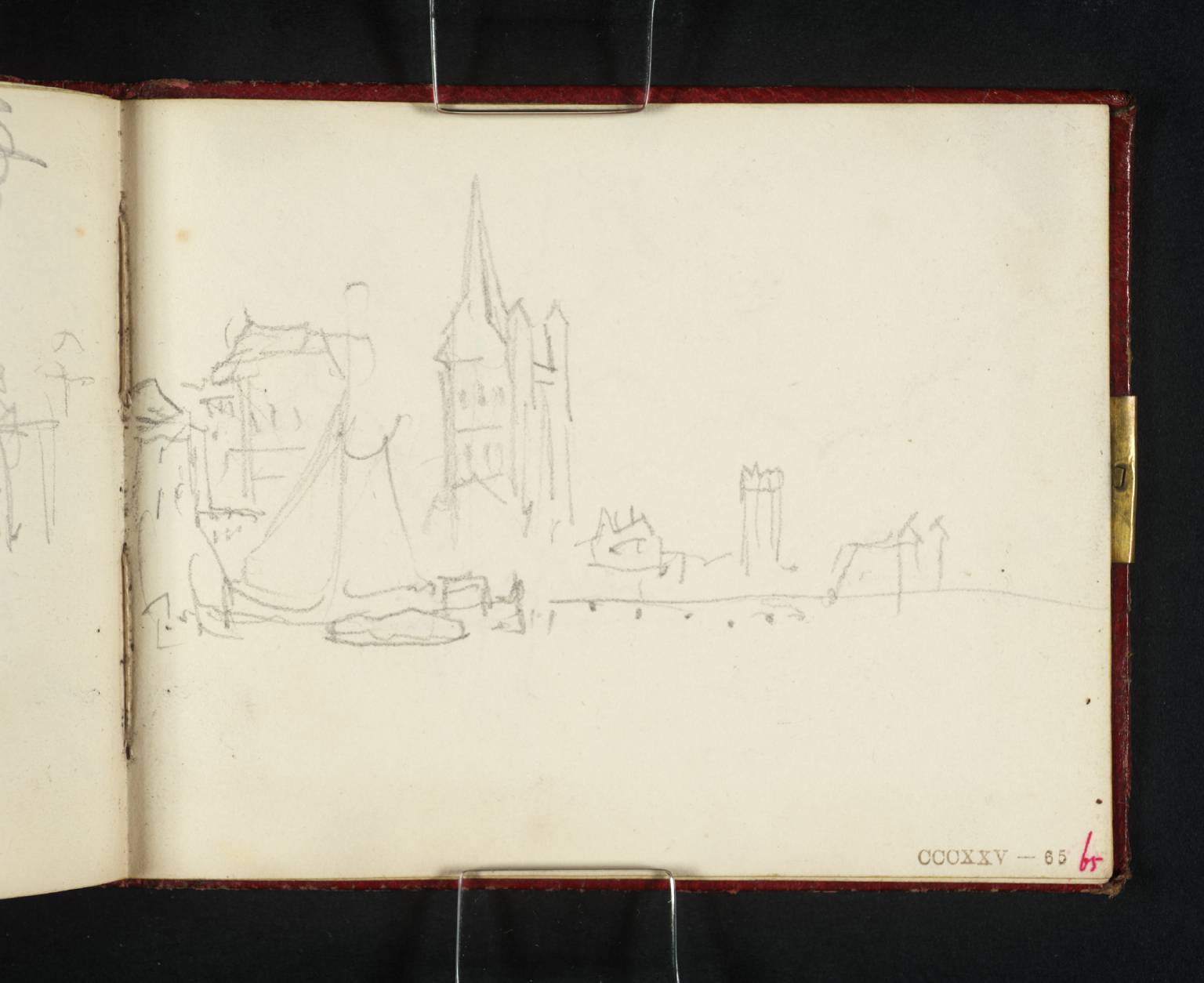 Town beside River; Also a Group of Baskets, Etc.