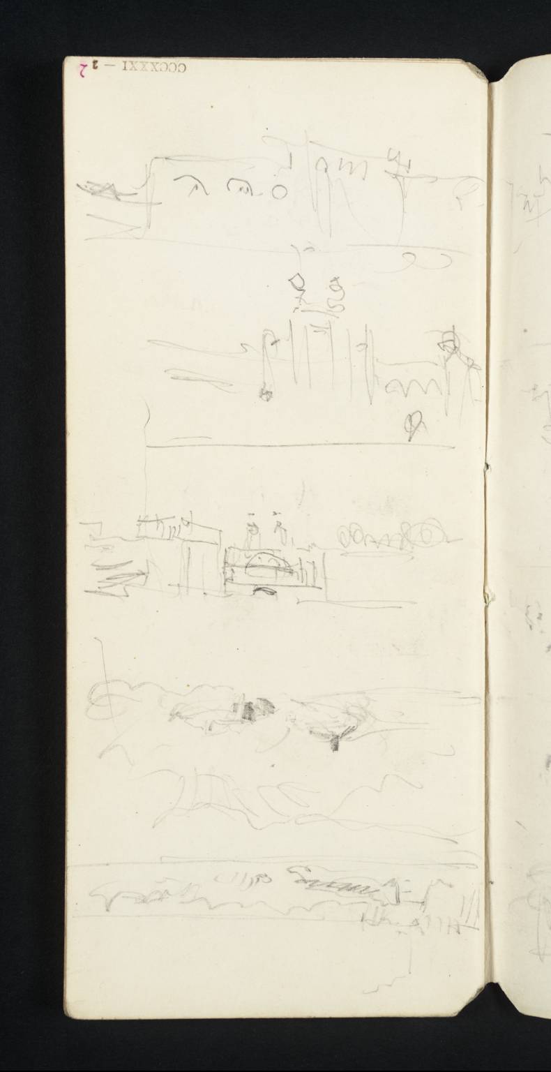 Sketches; One of the Hills above Baden, and Another of the Rhine