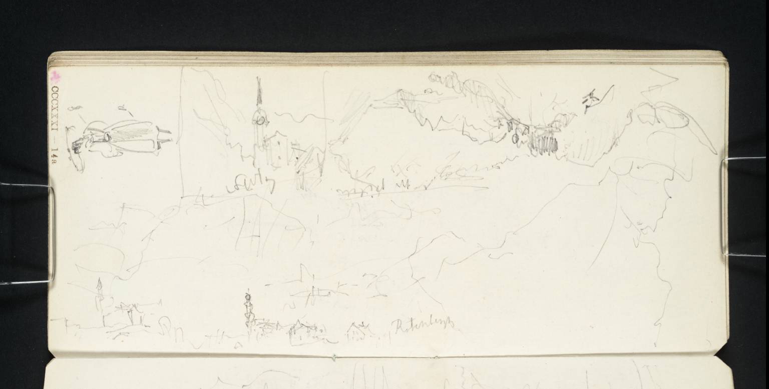 Mountains, Buildings, Etc. Switz (Schwyz) and ?Ritenbergh [Turner] (?Rickenbach, near Schwyz)