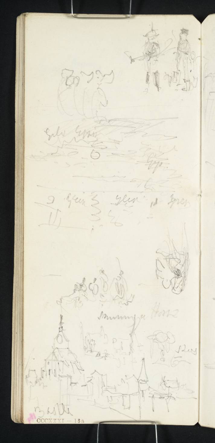 Swimming a Horse, Etc.; Also View of Basle [Turner]