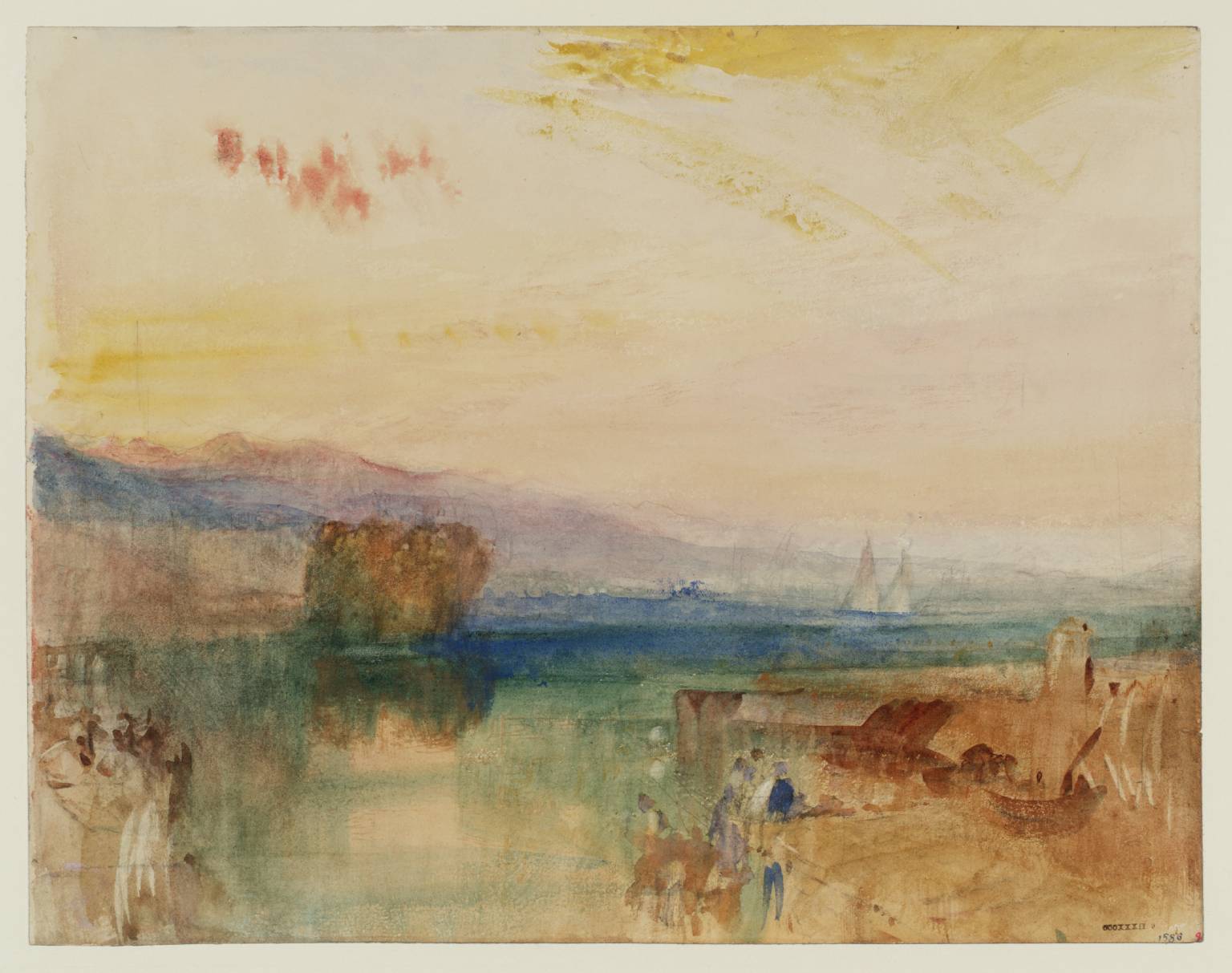 Geneva, the Jura Mountains and Isle Rousseau, Sunset