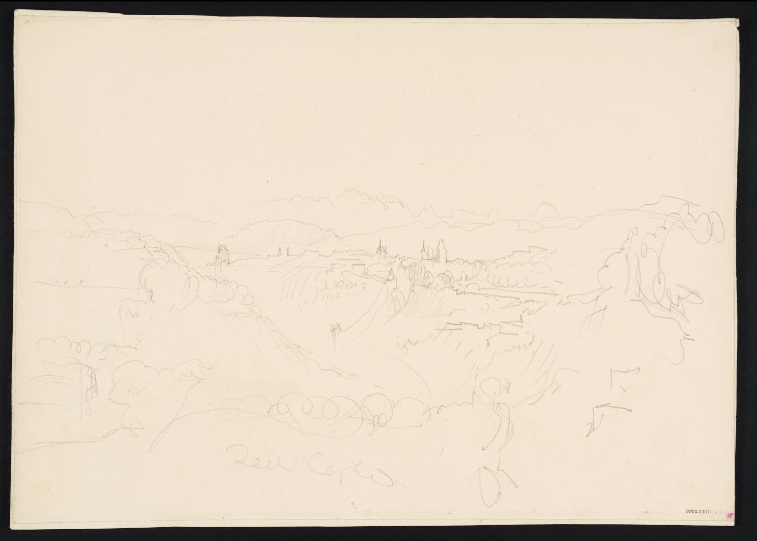 Mountains, with Spires of Town in Distance