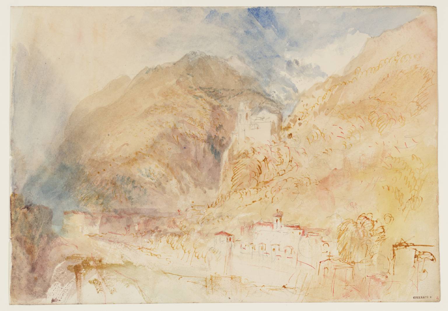 Mountain Pass, with Castle on Hill to the Right