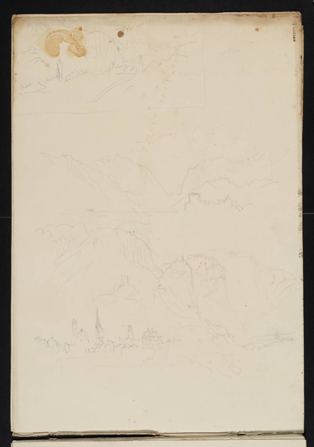 Town, with Castle on Mountain, Etc.