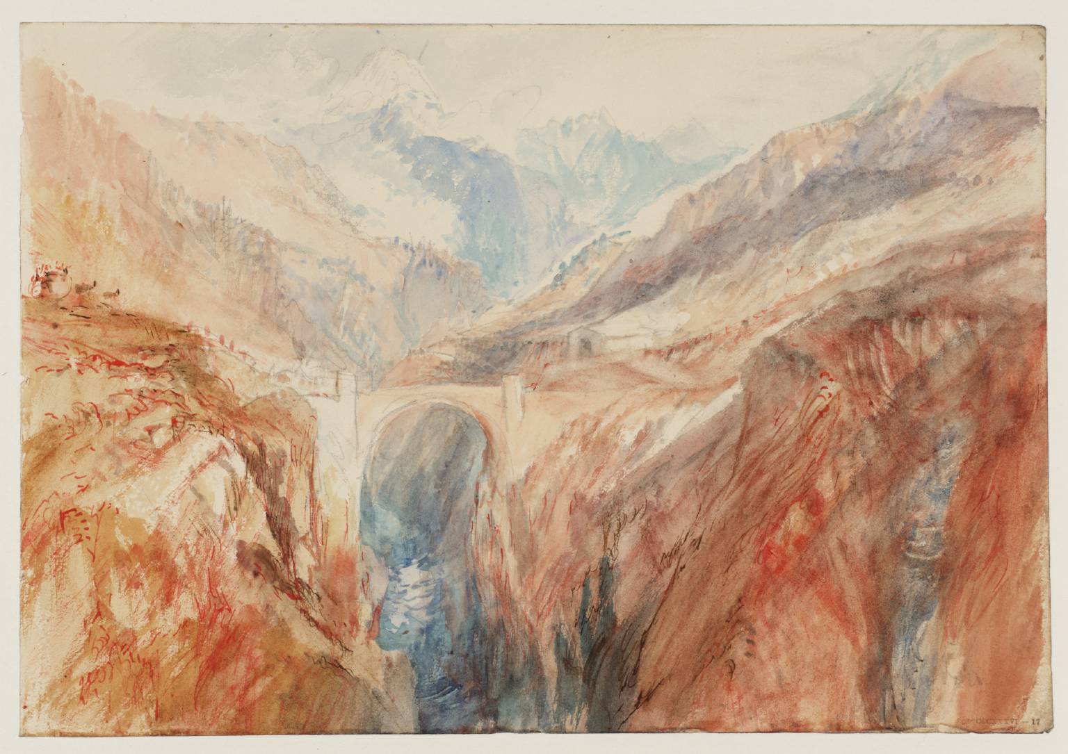Near the Pass of S. Bernadino: A Bridge over a River in a Gorge