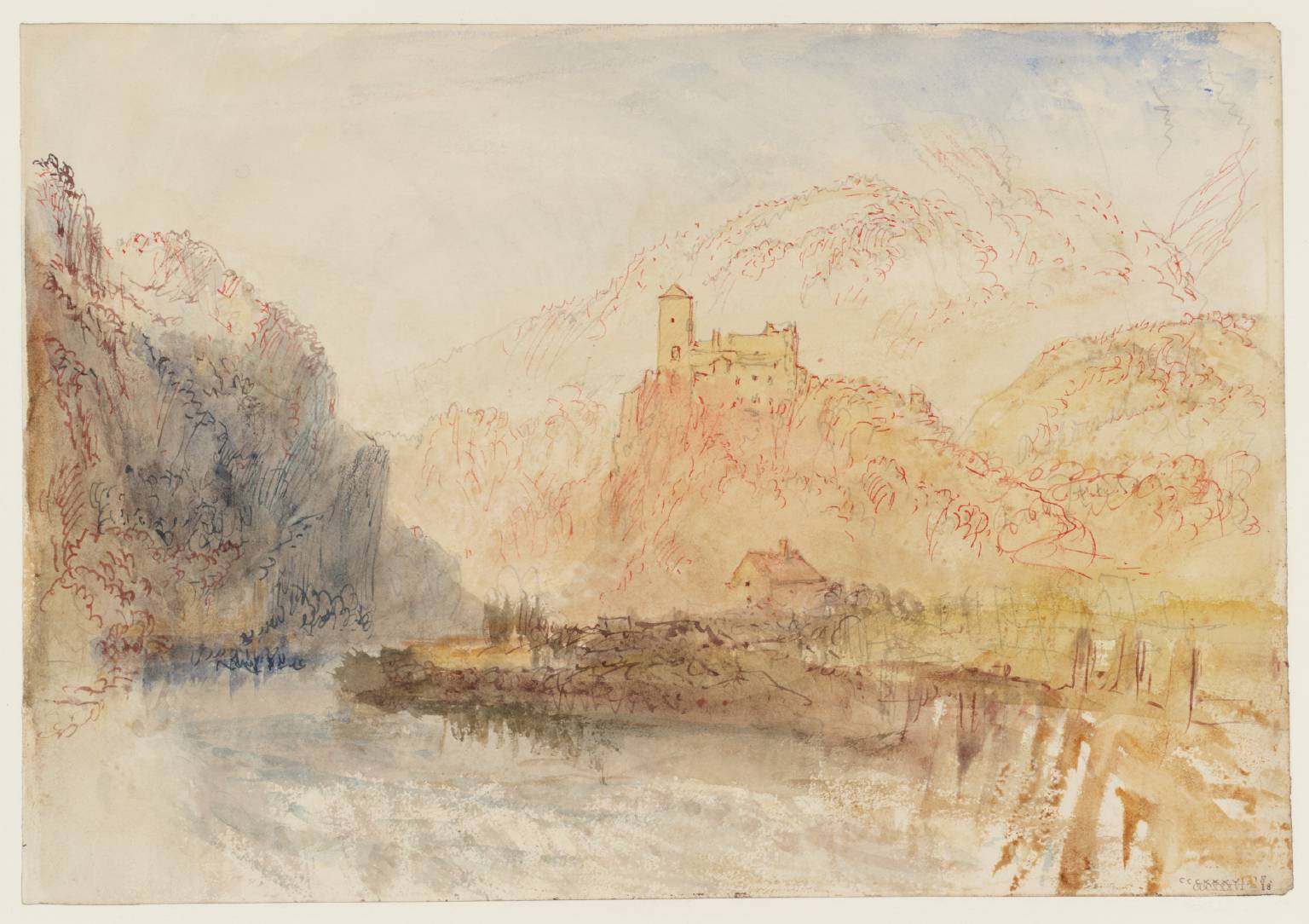 River Scene, with a Church, near Bellinzona
