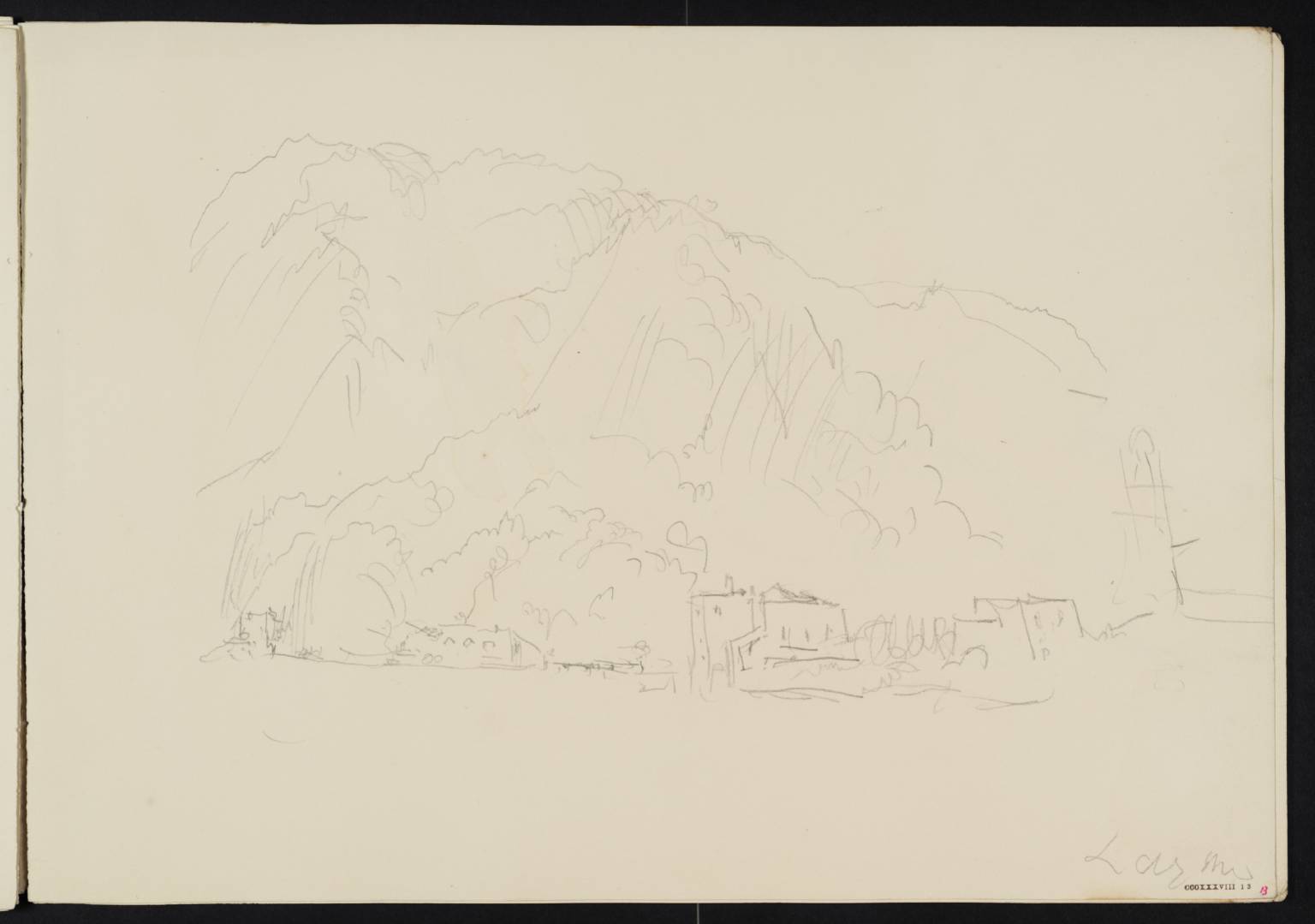 Town, with Mountains, beside Lake. Laymo [Turner]