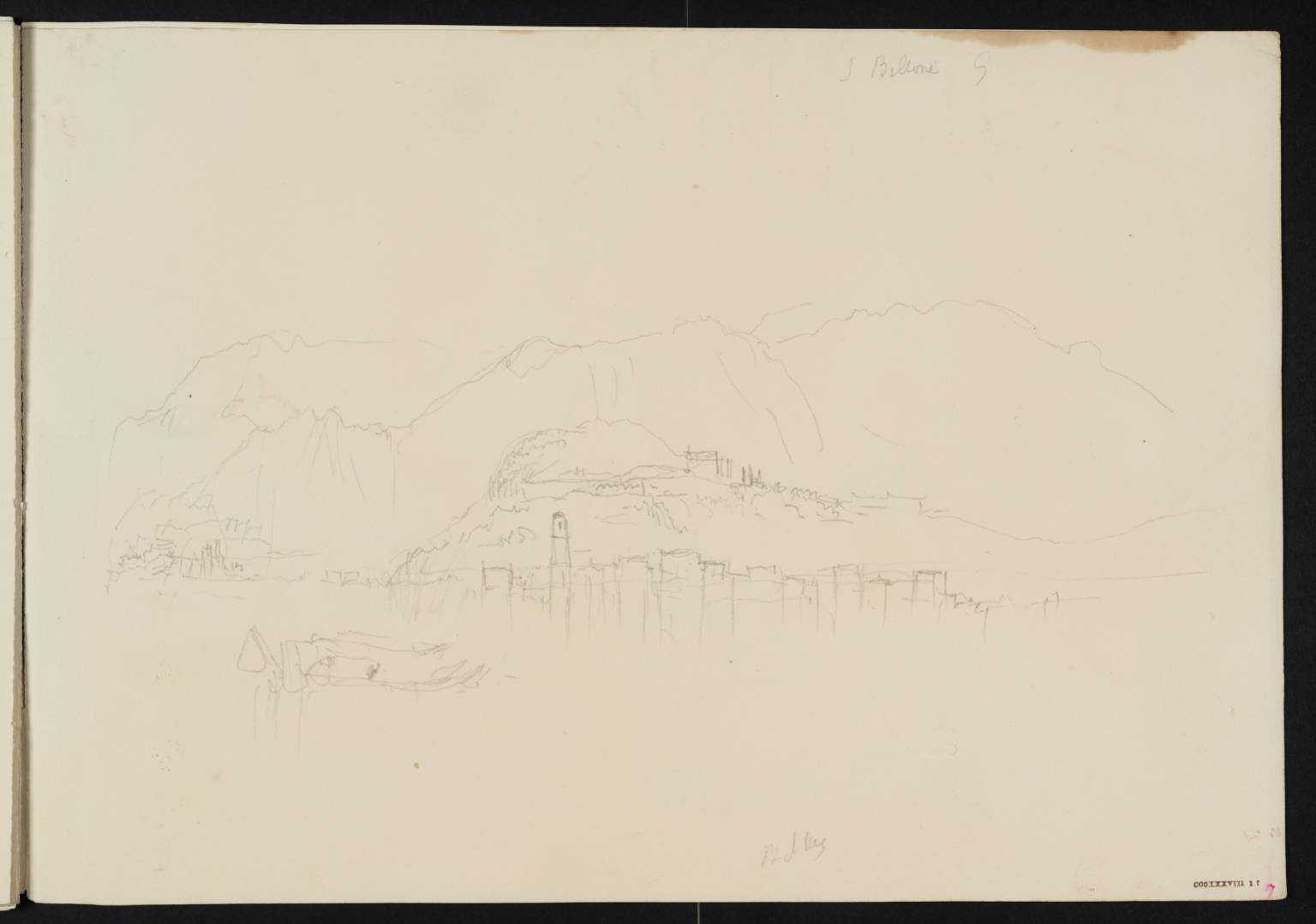 Town beside Lake. S. Bellone G. [Turner] (?Bellano, on Lake Como)