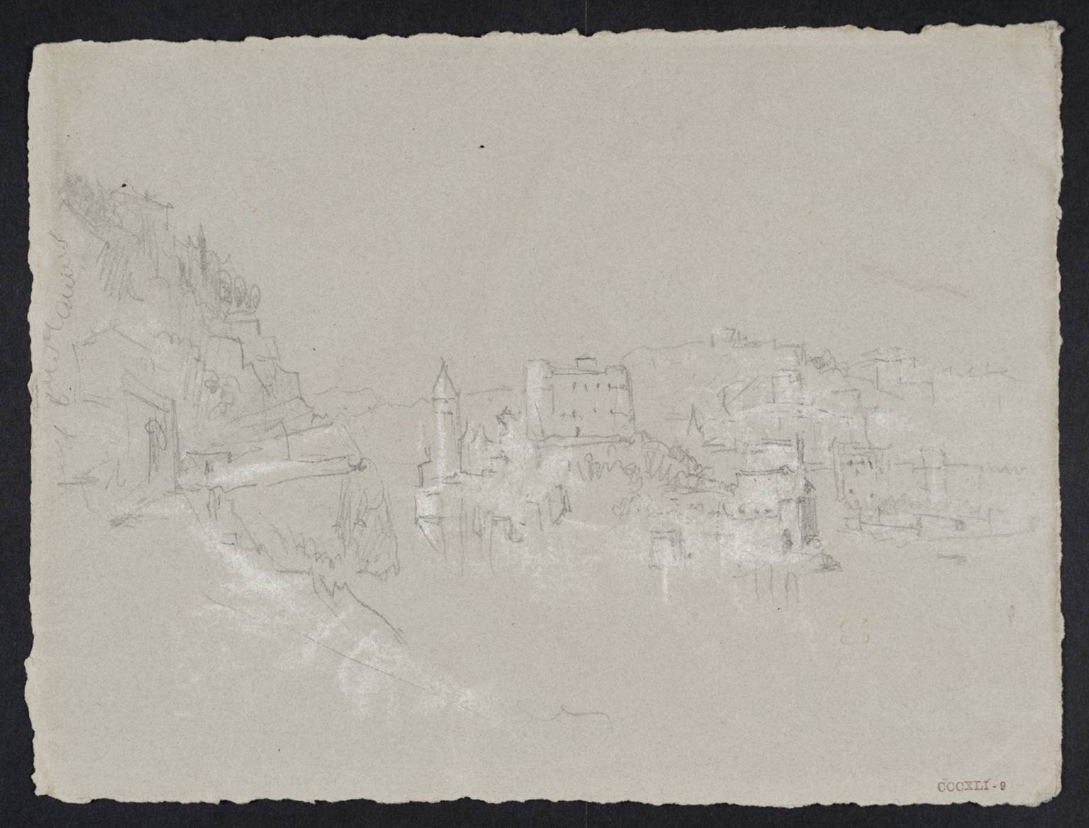 Town beside River, with Castle on Rock