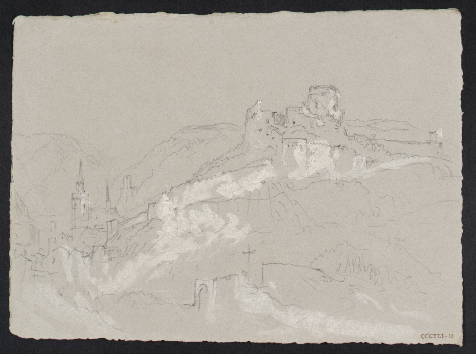 Ruins on Hill, with Town Beyond